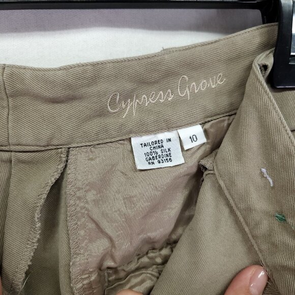 Cypress Grove Pants Womens 10 Beige 100% Silk Pleated Dress Trousers Classic 23" - Picture 5 of 15
